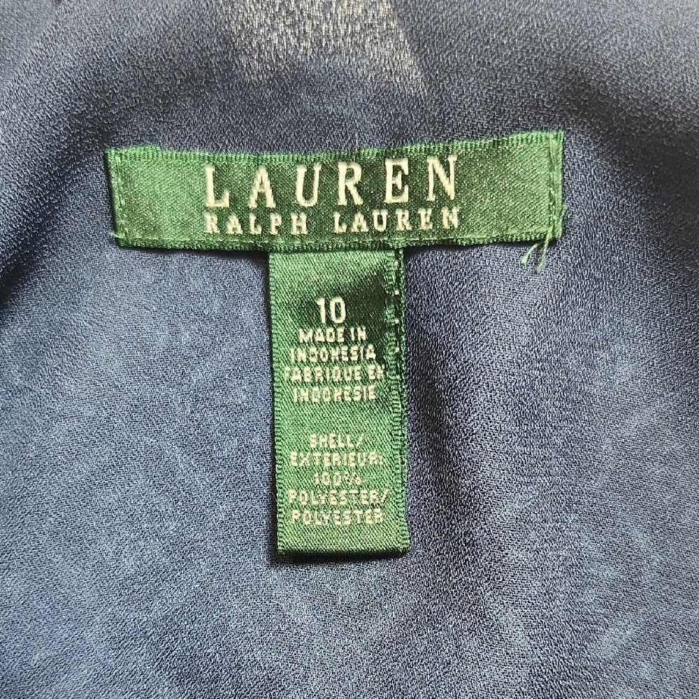 Lauren Ralph Lauren Blue Geometric Pleated Hem Dress Women’s Size 10 Sleeveless - Picture 4 of 8